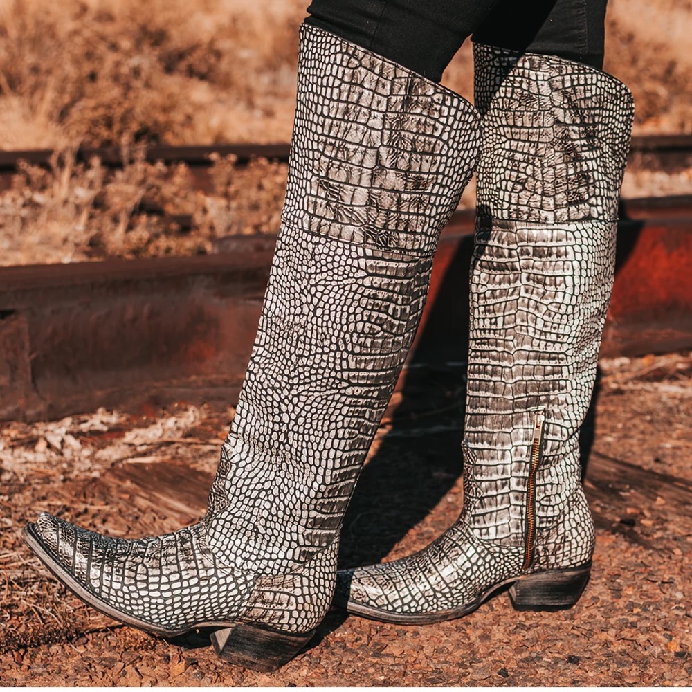 🆕FREEBIRD WYNONNA Western Boot in Black and White Croc